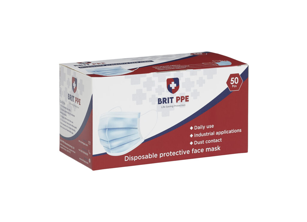 Disposable protective face mask box