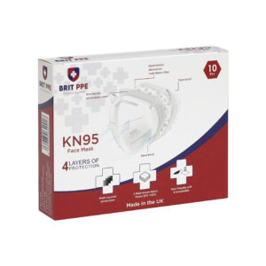 Printed carton with the wording 'KN95' and 'four layers of protection'