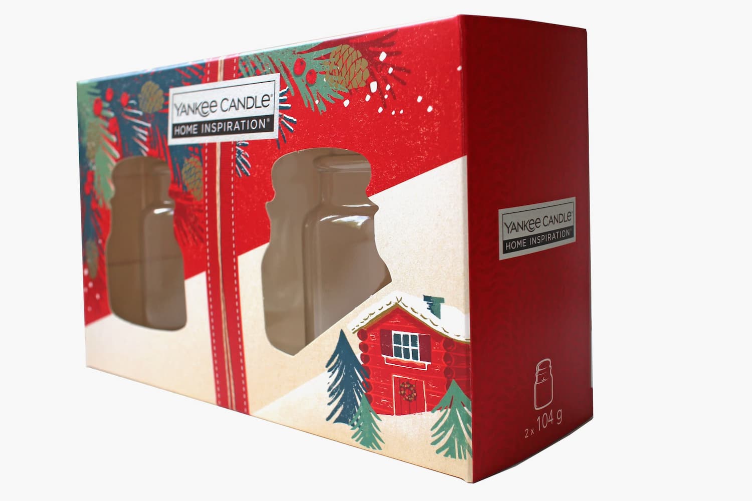Yankee candle box packaging in a chirstmassy design