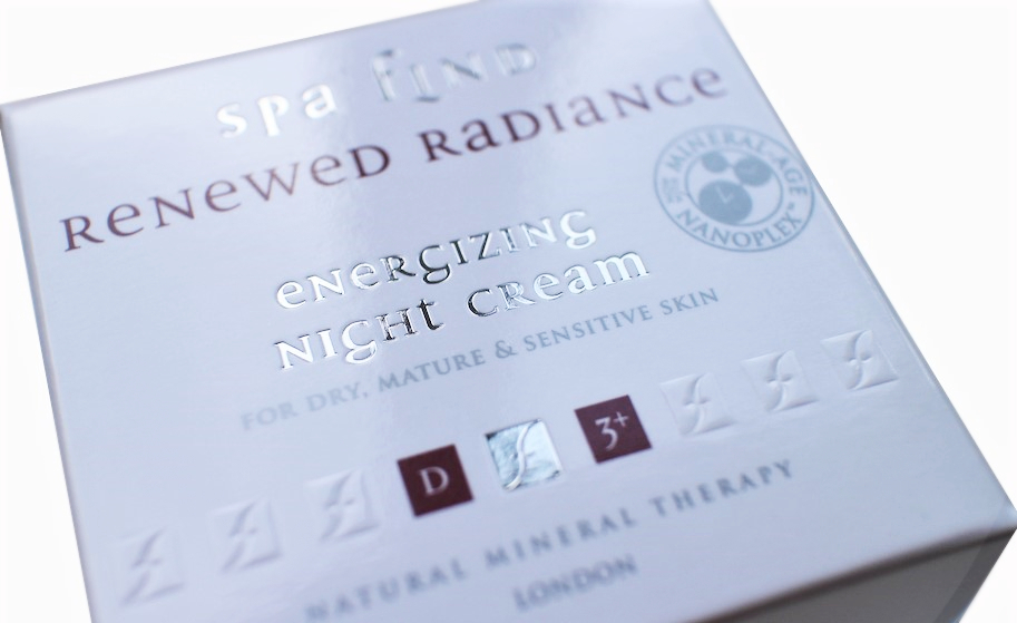 Packaging for energizing night cream from Spa Find